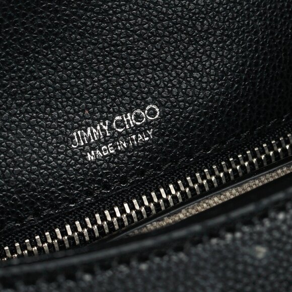 Jimmy Choo Cheri Black Soft Grainy Leather Crystal-Buckle Top Handle Bag - Picture 12 of 14